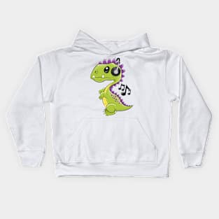 Super cool dinosaur in headphones. Kids Hoodie